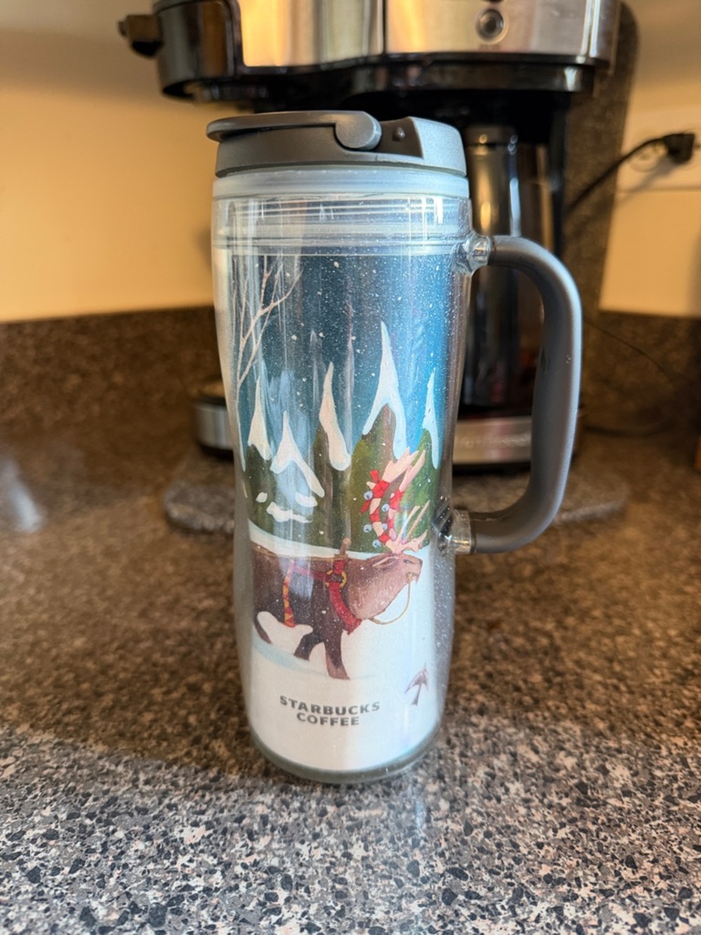 Starbucks Blue Holiday Reindeer Travel Mug